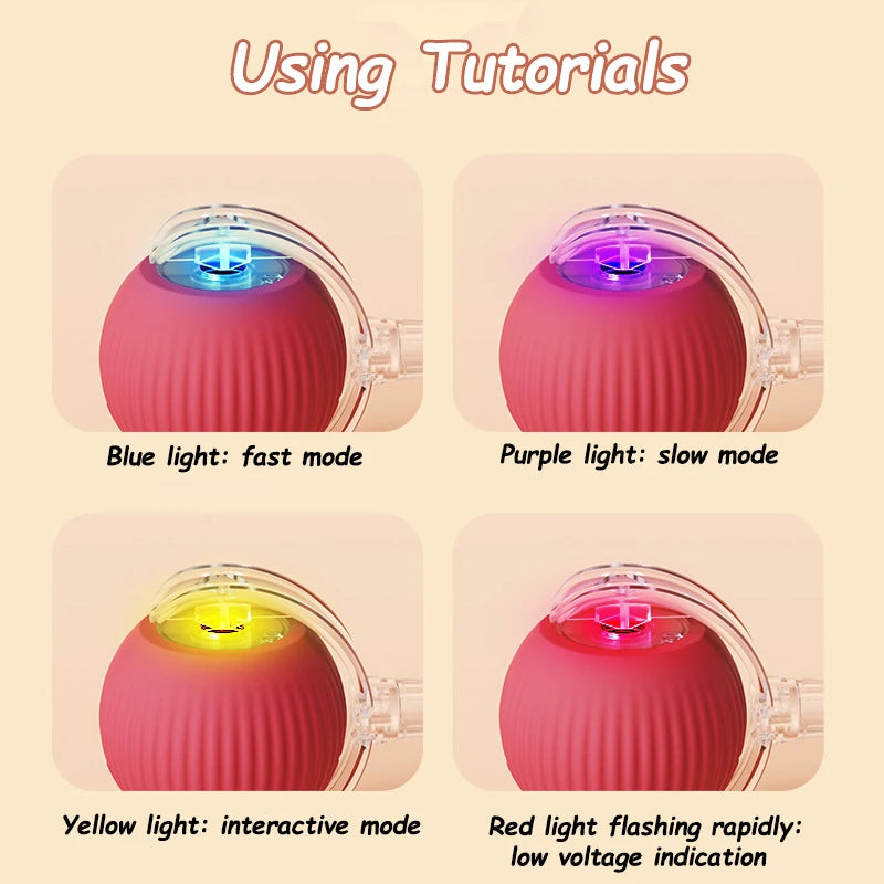 Rechargeable Rolling Cat Ball Toy with Faux Tail