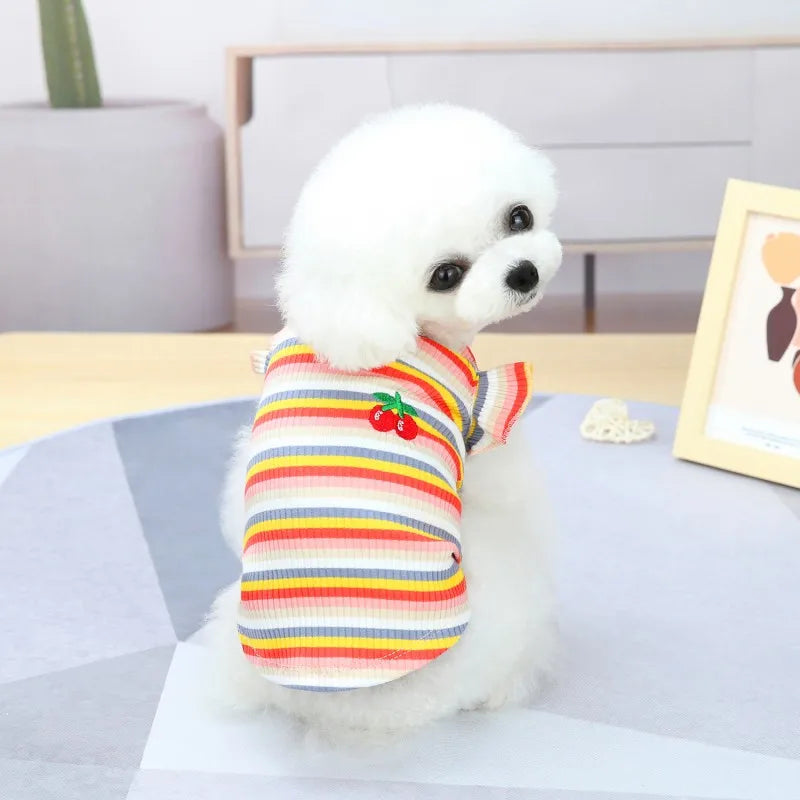 Ruffle Striped Pet Skirt Vest - Spring and Summer Outfit