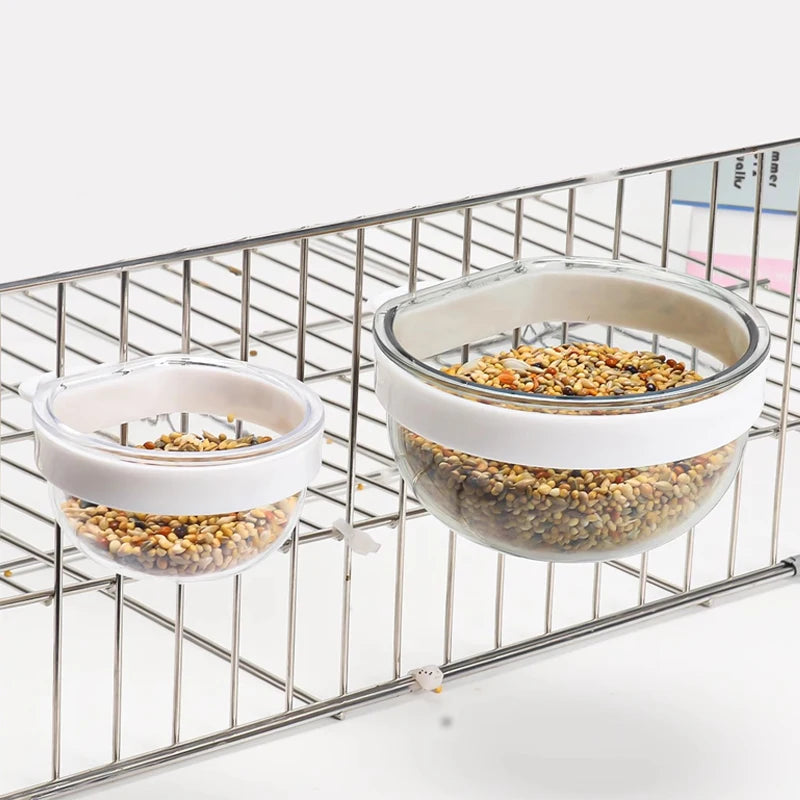 Transparent Hanging Bird Seed and Water Feeder Cup