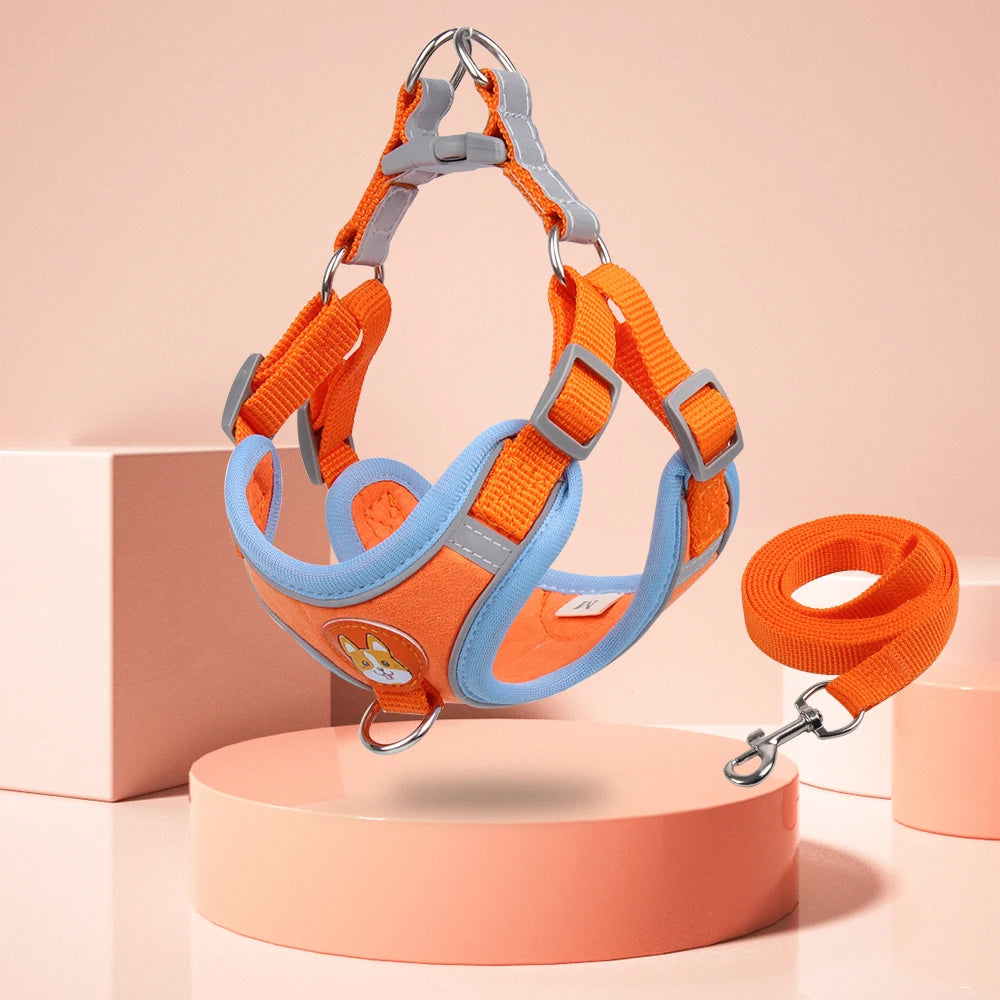 Step-In Reflective Dog Harness and Leash Set - Soft Vest