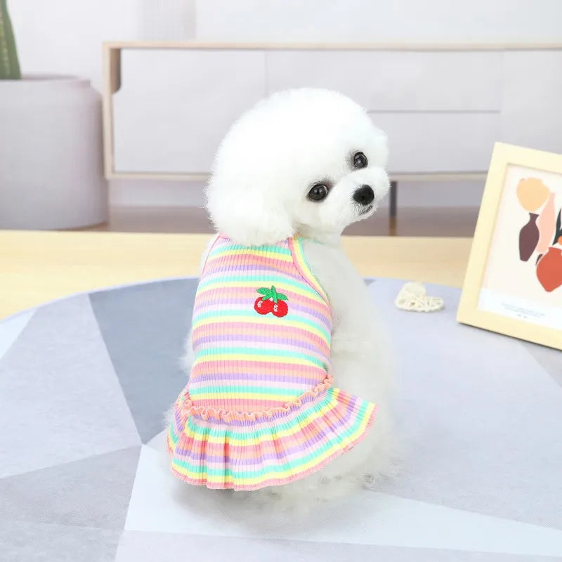 Ruffle Striped Pet Skirt Vest - Spring and Summer Outfit