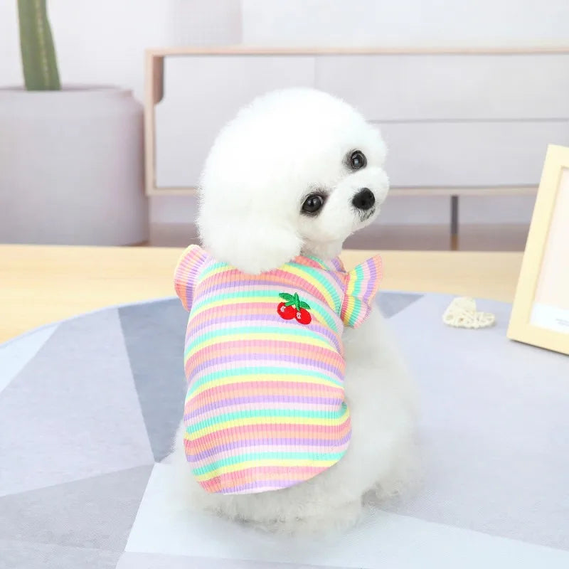 Ruffle Striped Pet Skirt Vest - Spring and Summer Outfit