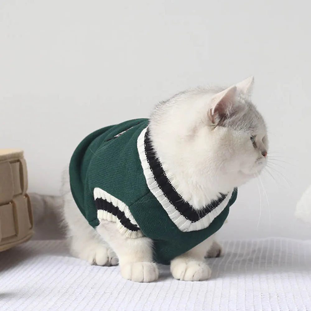 Collegiate Pet Sweater Vest - Warm Dog and Cat Sweatshirt