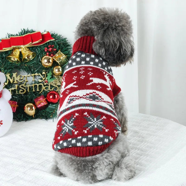 Christmas Knit Dog Sweater - Deer Holiday Costume