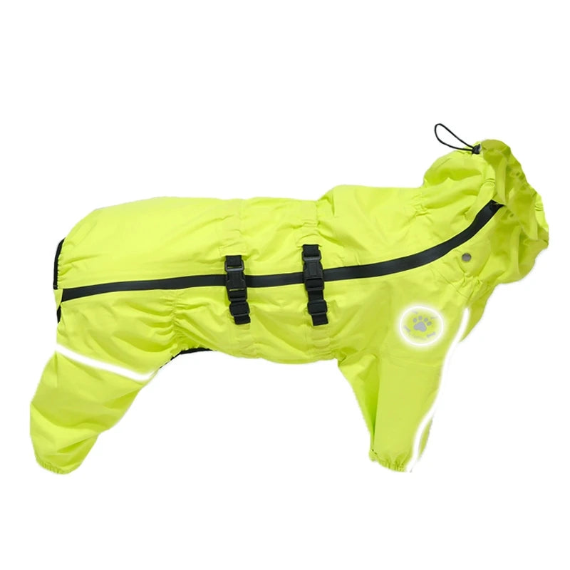Reflective Waterproof Dog Raincoat - Large Dog Jumpsuit