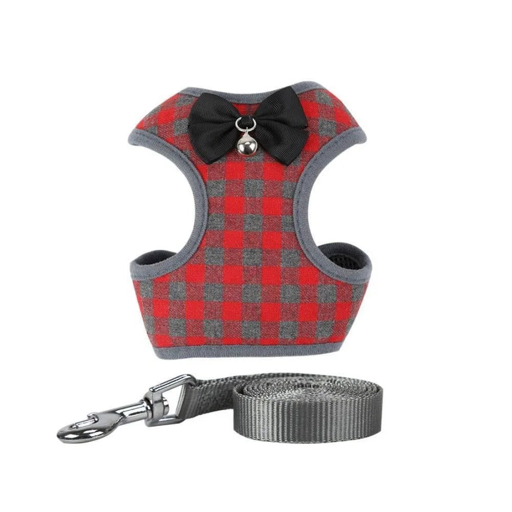 Breathable Nylon Cat Harness and Leash Set with Bow Detail