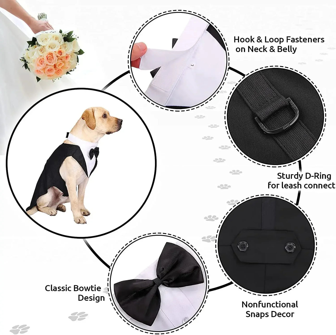 Formal Dog Tuxedo Shirt with Bow Tie - Party Suit
