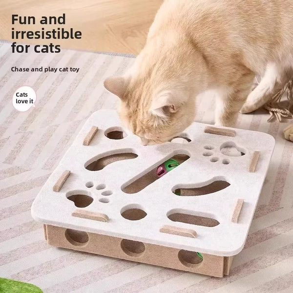 Felt Cat Puzzle Box Toy for Hunting and Exercise